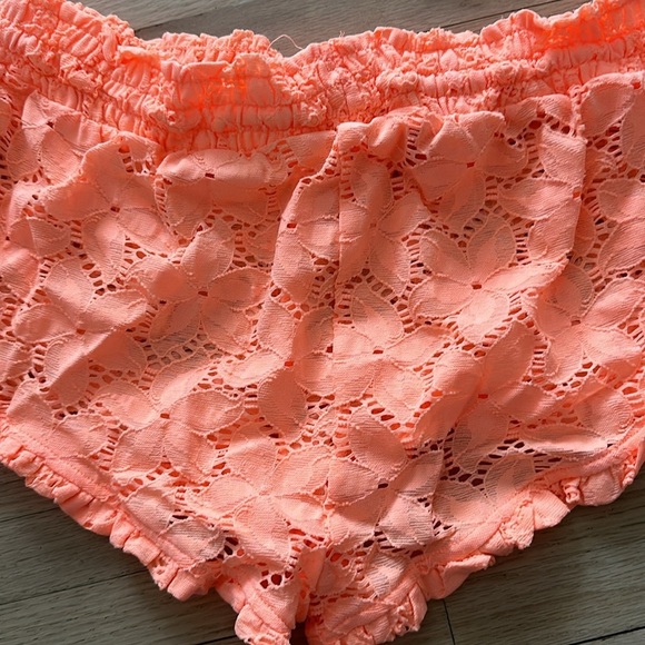 Victoria Secret Neon Orange Lace Eyelet Shorts - Size M - Picture 5 of 7